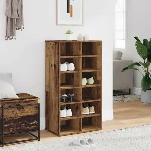 Berkfield Shoe Rack Old Wood 54x34x100.5 cm Engineered Wood