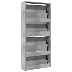 Berkfield Shoe Cabinet with Mirror 4-Layer Concrete Grey 63x17x134 cm