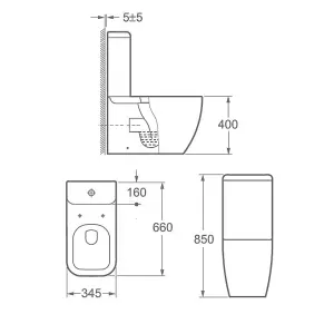 GoodHome Affini White Close-coupled Wall & floor mounted Toilet & full pedestal basin (W)370mm (H)850mm