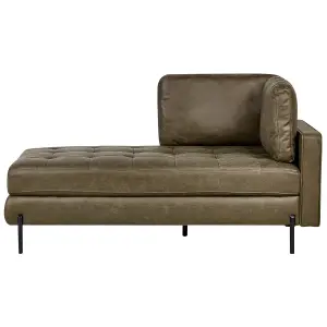 Right Hand Faux Leather Chaise Lounge Green REBAIS