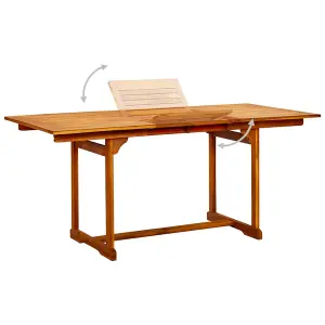 Berkfield Garden Dining Table (120-170)x80x75 cm Solid Acacia Wood