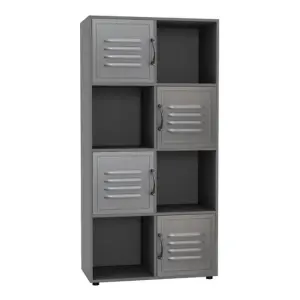 URBNLIVING 119cm Height Grey 8 Cube Shelving Unit With Grey Metal Doors