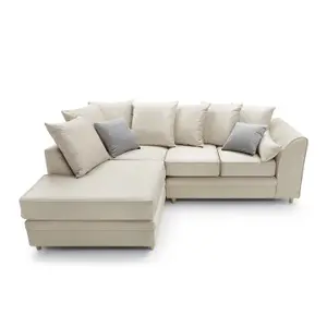 Chicago Velvet Left Facing Corner Sofa in Cream