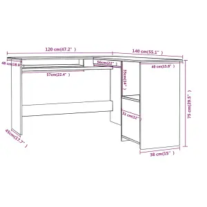 Berkfield L-Shaped Corner Desk Sonoma Oak 120x140x75 cm Engineered Wood