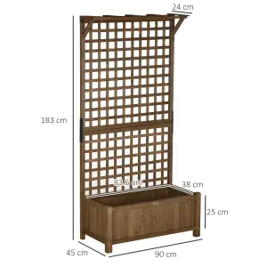 Outsunny Wood Planter with Trellis for Climbing Plants Vines Planter Box Brown