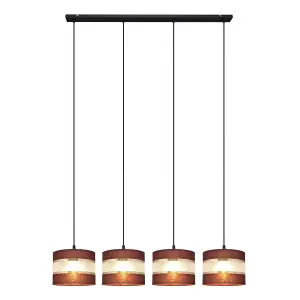 Luminosa Helen Straight Bar Pendant Ceiling Light Brown, Gold, Black 100cm