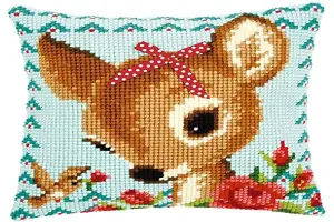 CUSHION BAMBI - Cross Stitch Kit: Cushion: Bambi with a Bow - Vervaco