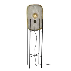 Lucide Mesh Vintage Floor Lamp 35cm - 1xE27 - Matt Gold, Brass