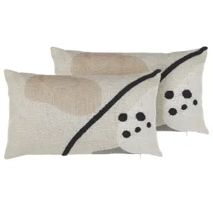 Set of 2 Cushions OSTEOSPERMUM 30 x 50 cm Abstract Beige