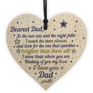 Red Ocean Dad Memorial Plaque Birthday Christmas Tree Decoration Wooden Heart Bauble Gift