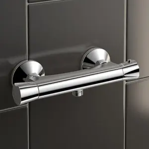 ENKI Chrome Offset Cranked Connectors with Wall Plates for Shower Valves