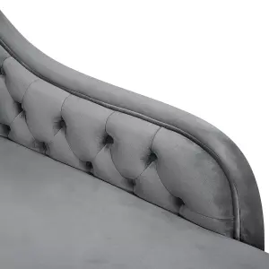 Left Hand Chaise Lounge Velvet Grey NIMES