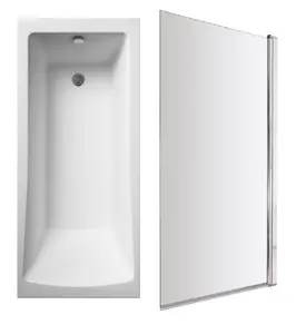 Square Single Ended Bath and Square Bath Screen - 1700 x 700mm