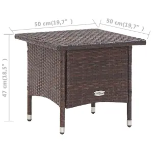 Berkfield Tea Table Brown 50x50x47 cm Poly Rattan