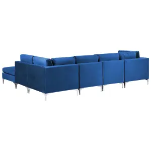 Sofa with Ottoman EVJA Navy Blue Velvet Left Hand