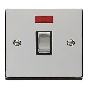 Polished Chrome 1 Gang 20A Ingot DP Switch With Neon - Black Trim - SE Home