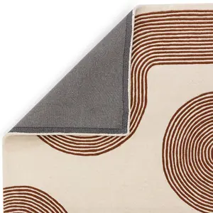 Brown Cream Handmade Modern Abstract 12-14mm Thick Stain-Resistant Rug for Bedroom, Living, & Dining Room-120cm X 170cm