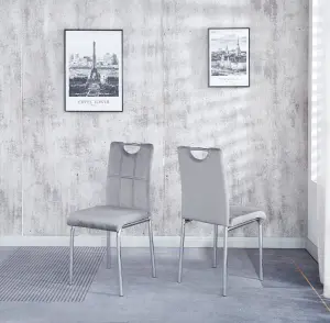 Compact 120 cm Grey Dining Table with 4 Grey Velvet Dining Chairs Set