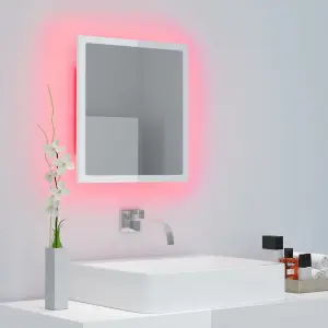 Berkfield LED Bathroom Mirror High Gloss White 40x8.5x37 cm Engineered Wood