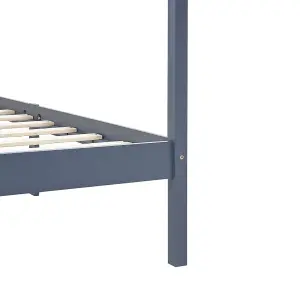 Berkfield Canopy Bed Frame Grey Solid Pine Wood 100x200 cm