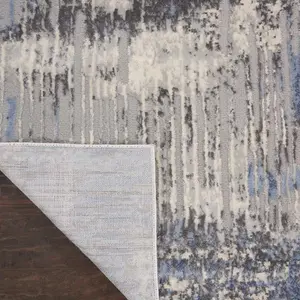 Blue Grey Abstract Modern Luxurious Rug For Dining Room Bedroom & Living Room-160cm X 221cm