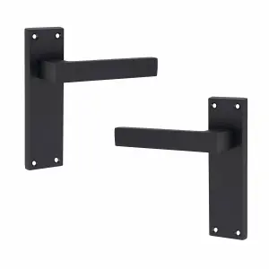 1 Pair of Victorian Straight Delta Matt Black Lever Latch Door Handles 150mm Long - Golden Grace