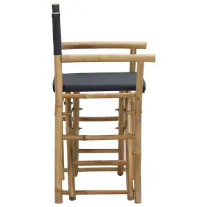 Berkfield Folding Director's Chairs 2 pcs Dark Grey Bamboo and Fabric