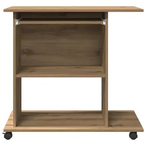 Berkfield Computer Desk Artisan Oak 80x50x75 cm Engineered Wood