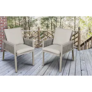 Dellonda Fusion Outdoor Garden Dining Chairs & Cushions, Set of 4, Light Grey