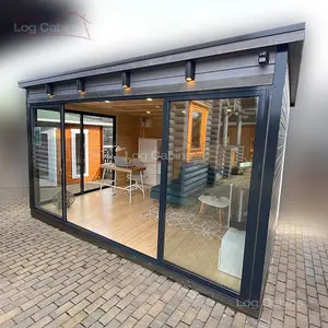 Lasita Norland Domeo 4 Garden Office Summer House - 4.18m x 3.22m - Anthracite Grey Aluminium Sliding Doors - Double Glazed