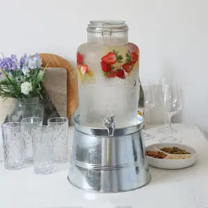 Rink Drink Glass Drinks Dispenser with Tap & Silver Bucket Stand - 6.5L