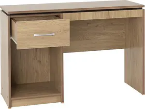 Charles Computer Desk in Oak Effect Veneer with Walnut Trim