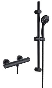 Aquarius RainLux Easy-Fit Round Thermostatic Bar Shower Valve and Kit Matt Black