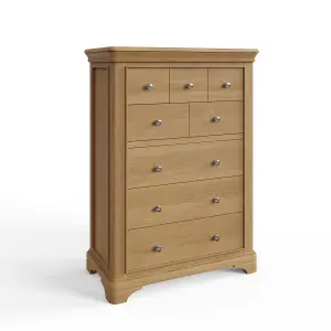 8 Drawer Chest Of Drawers Solid Oak Natural Lacquered Ready Assembled