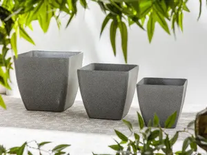 Set of 2 Plant Pots 49 x 49 x 49 cm Grey ZELI