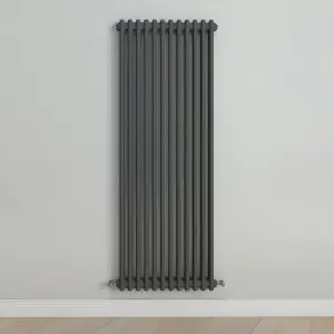 Vertical Anthracite Double Column Radiator (H) 1500mm x (W) 560mm, 6245 BTU.