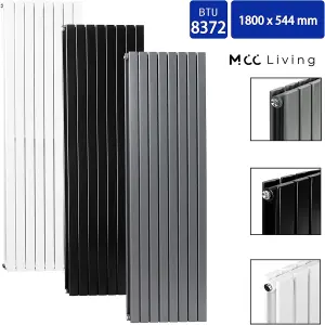 Designer Flat Panel Double Radiator 1800x544 Black by MCC