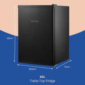 Russell Hobbs Mini Fridge 67L Black Table Top & Cooler with Ice Box RH67TTLF0E1B