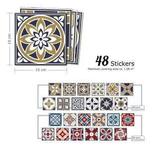 Walplus Mahogany Azulejo Combo Mix Tile Stickers