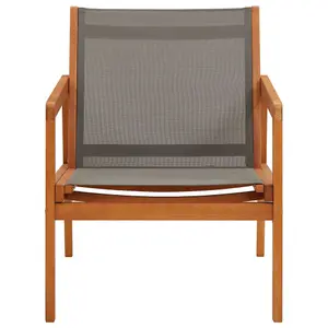 Berkfield Garden Lounge Chair Grey Solid Eucalyptus Wood and Textilene