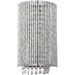 Modern Indoor Curved Wall Light Chrome Bar Cage & K9 Crystal Shade Bedside Lamp