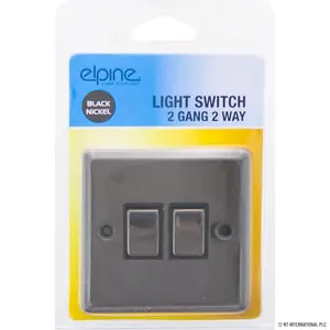 New Black Nickel Single Light Switch On/off 2 Gang 2 Way Screw Home With Fixing