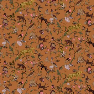 furn. Exotic Wildlings Sienna Brown Tropical Printed Wallpaper Sample