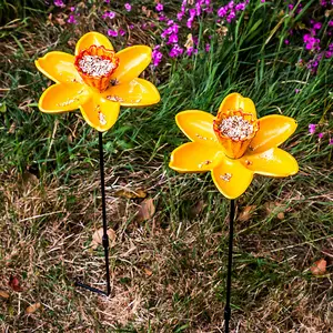 Woodside Daffodil Cast Iron Bird Feeder 2 PACK