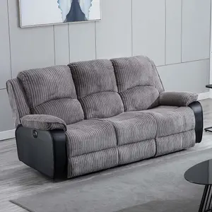 Postana Electric High Back Jumbo Cord Fabric Recliner 3 Seater Sofa (Grey)