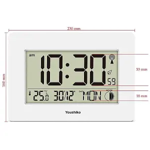 Radio Controlled LCD Wall Mountable and Desk Clock ( White  )