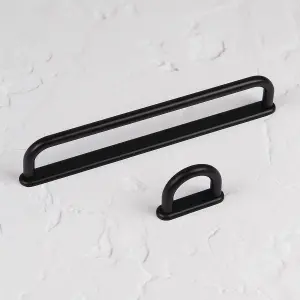 32mm Matt Black Kitchen Cabinet Handle Loop Pull Backplate Cupboard Bedroom Bathroom Door Drawer Pull