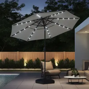 3-Tier Umbrella with Solar Lights and Fillable Patio Umbrella Stand with Wheels