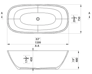 Marco Tielle Leonardo Matte White Luxury Freestanding Resin Stone Bath 1600x750mm