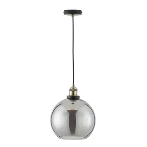 Inlight Sadri Matt Black Smoke tinted effect Pendant ceiling light, (Dia)250mm